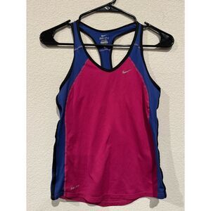 Nike Dri-FIT Women's Racerback Tank Top Pink Blue Athletic Workout‎ Shirt XS